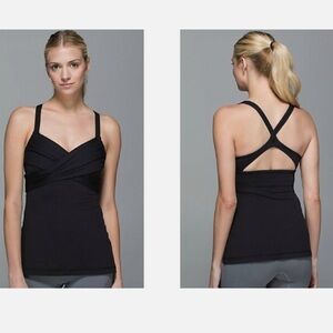 LULULEMON WRAP IT UP TANK Sport Gym Top Women Black Size 6